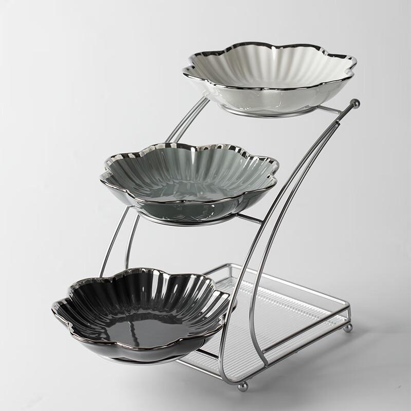 Qianxing Ceramic Multi-Tier Fruit & Snack Serving Tray