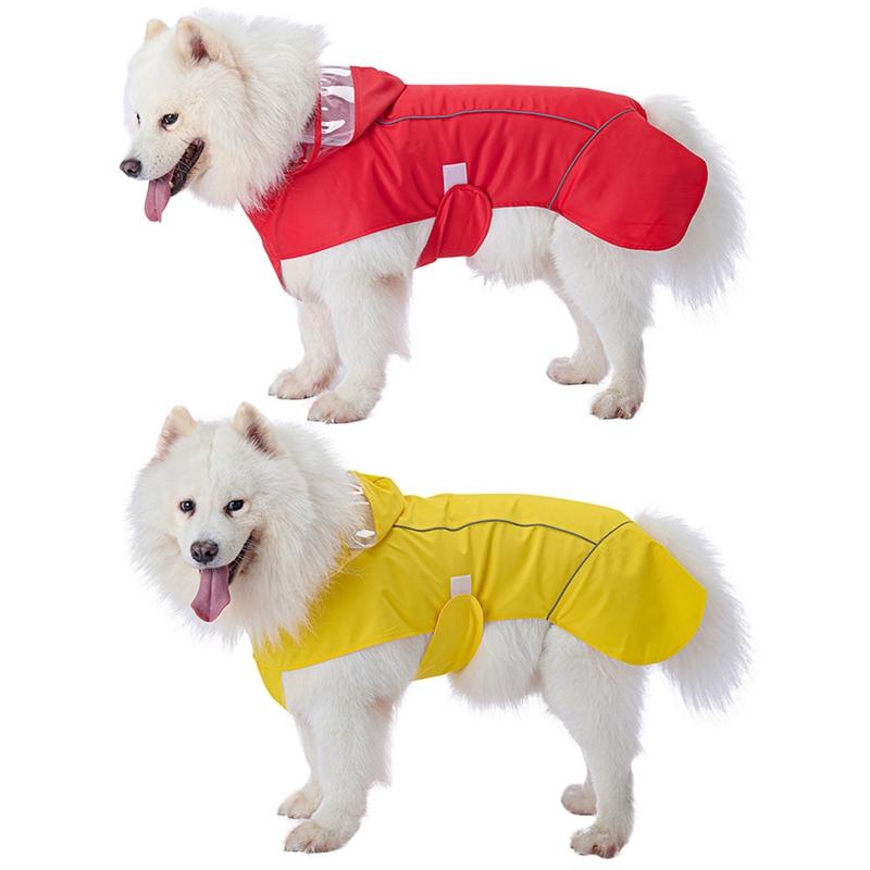 

Pet Dog Hooded Raincoat Waterproof Costume with Safety Reflective Strap S