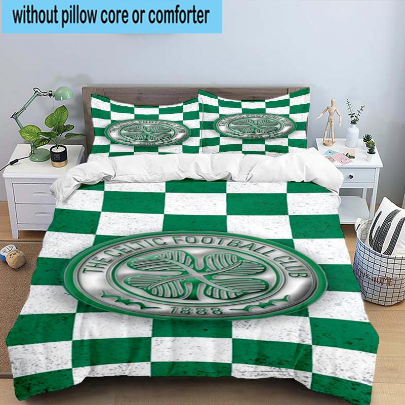 3pcs Cel-tic Football Club Crest Printed Bedding Set Duvet Cover Closure Includes 1 Duvet Cover & 2 Pillowcases Bedding Sets Home Decor Gifts