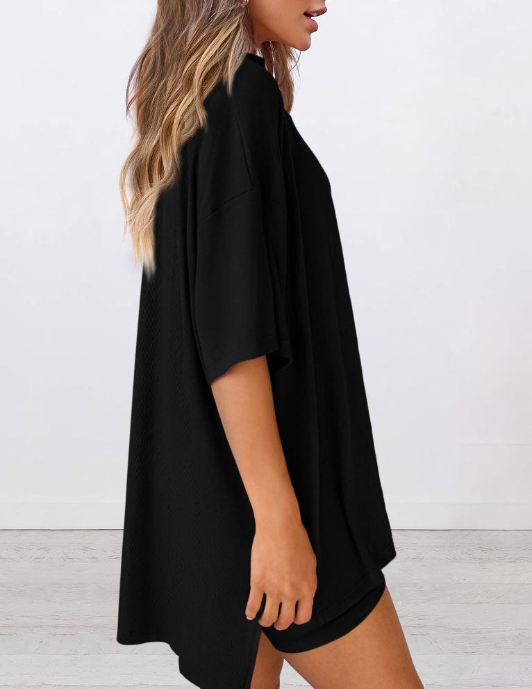 2025 Plus Size European and American Casual Loose Solid Color Set