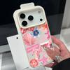 For iPhone 17 Pro Max Case Luxury Pink Cartoon Floral Pattern Leather Texture Silicone Cover For iPhone 16 Pro Max 15 14 13 12 11 16E Air