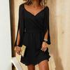 Women's Fashionable Color Short Sleeved Long Casual Temperament Long Dress