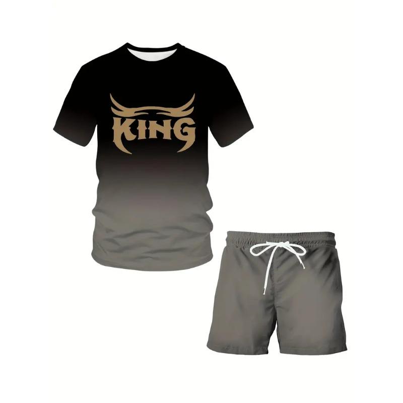Men's Short Sleeve T-shirts And Shorts Set Outdoor Street Short Sleeve Top Shorts Plus Size Casual Summer T Shirts 2-piece Set