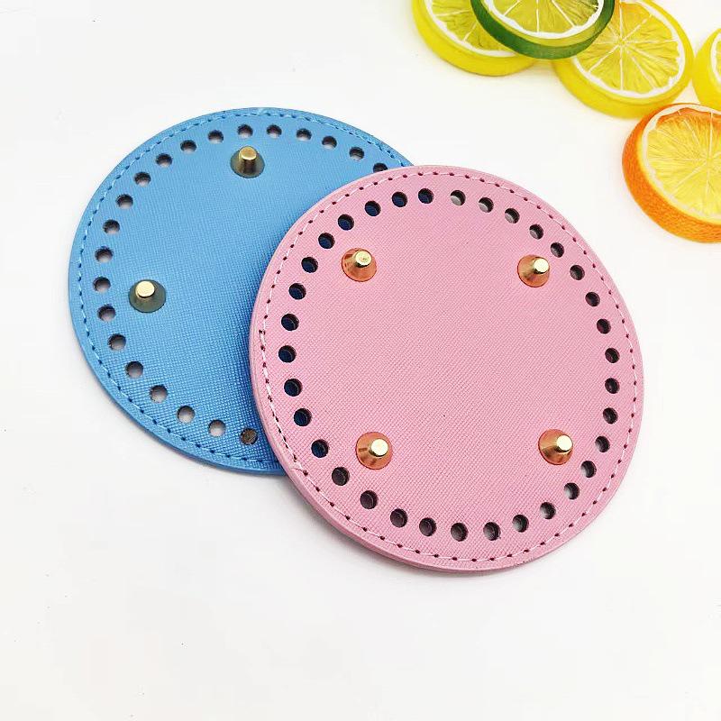 Hand-Crocheted DIY HyunA Woven Bag Base - 12cm Round PU Leather Bottom for Handbag Accessories