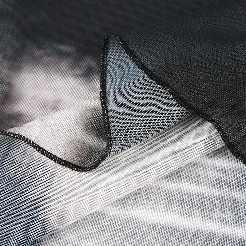 Módní abstraktní tištěné tenké síťované topy s dlouhým rukávem a výstřihem Spodní díl pro ženy Krátký krajkový top