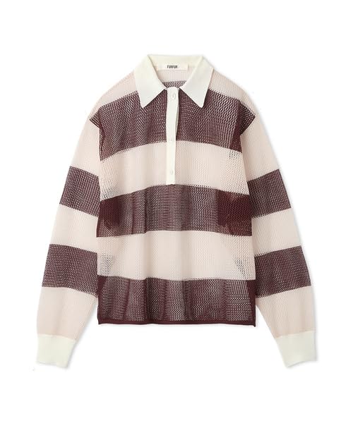 Furfur Rugby Border Mesh Pullover RWNT251137 Pink Women's