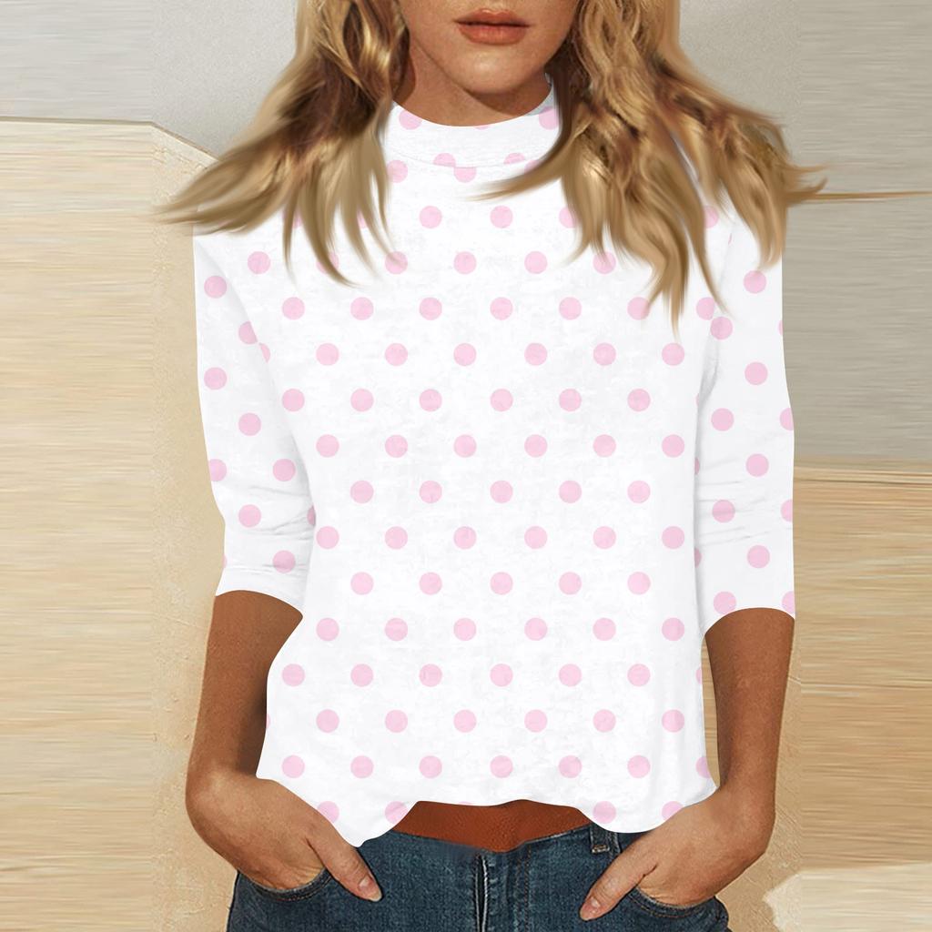 Damen Mock-Neck 3/4-Ärmel Bedrucktes Oberteil