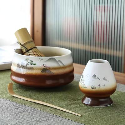 Set di utensili per il tè Matcha giapponese Hyakumoto Tatebake Pennello per il tè Matcha Bowl Attrezzatura per la distribuzione del tè in ceramica