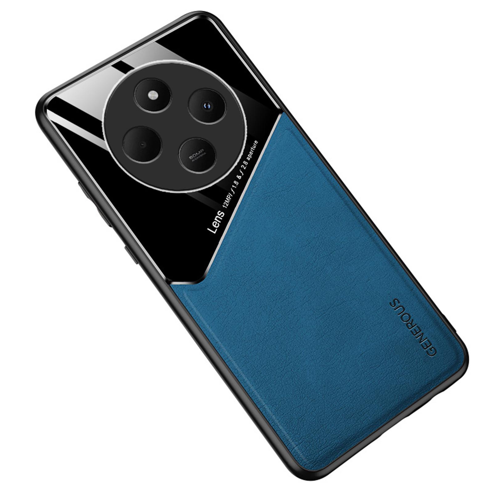 

Для Xiaomi Poco C75 4G/Redmi 14R 5G/14C 4G Чехол Кожаное покрытие PC+TPU Задняя крышка для телефона Blue