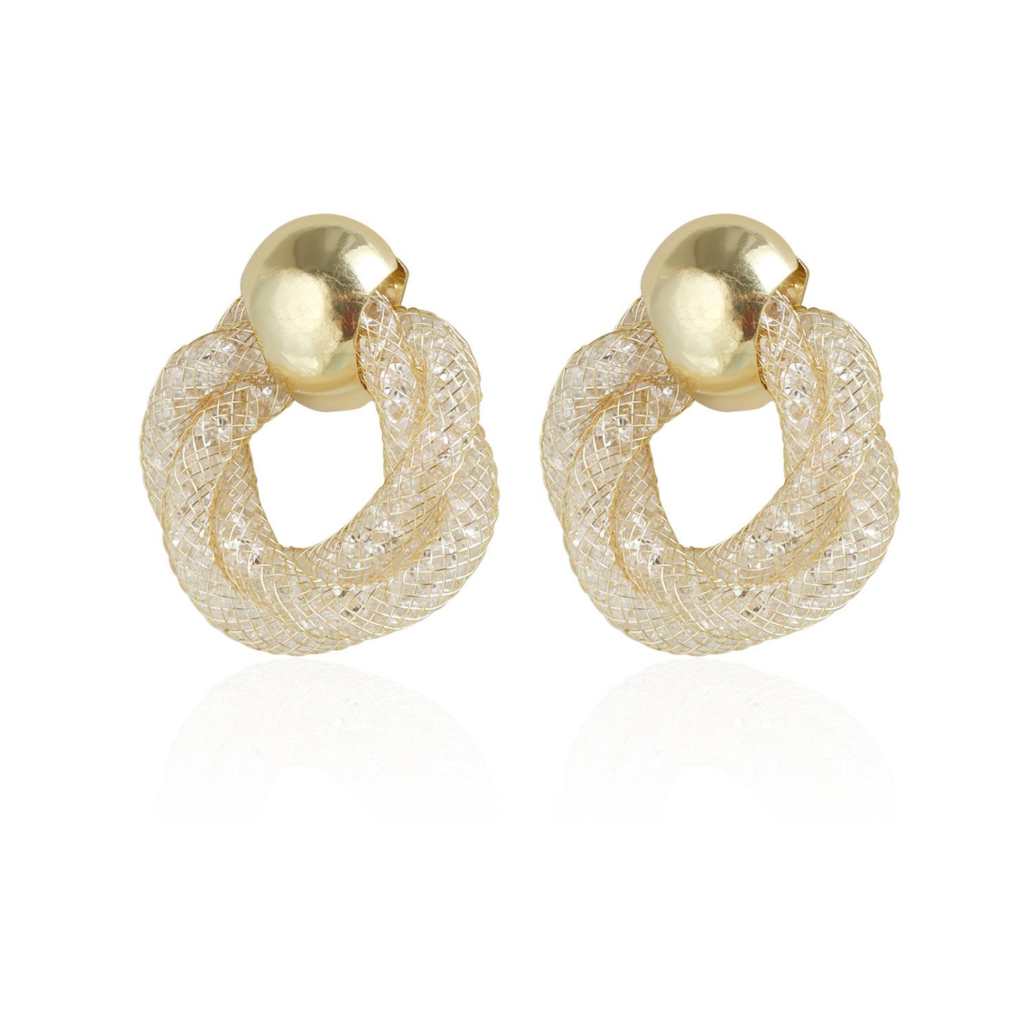 Geometrically symmetrical spiral metal tube stud earrings ins personalized versatile earrings