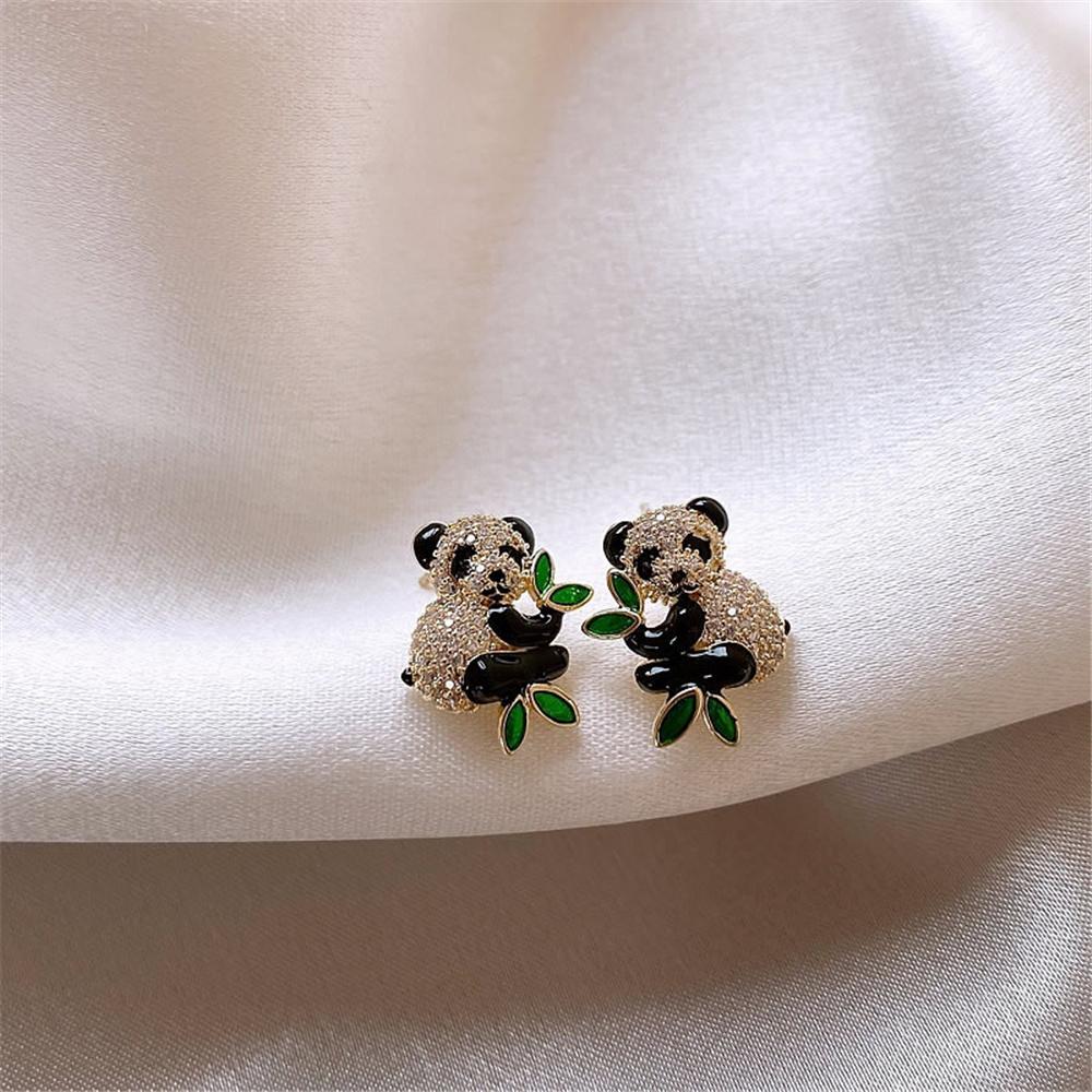 Söta Guldiga Panda Djur Örhängen Hänge Vackra Bröllop För Kvinnor