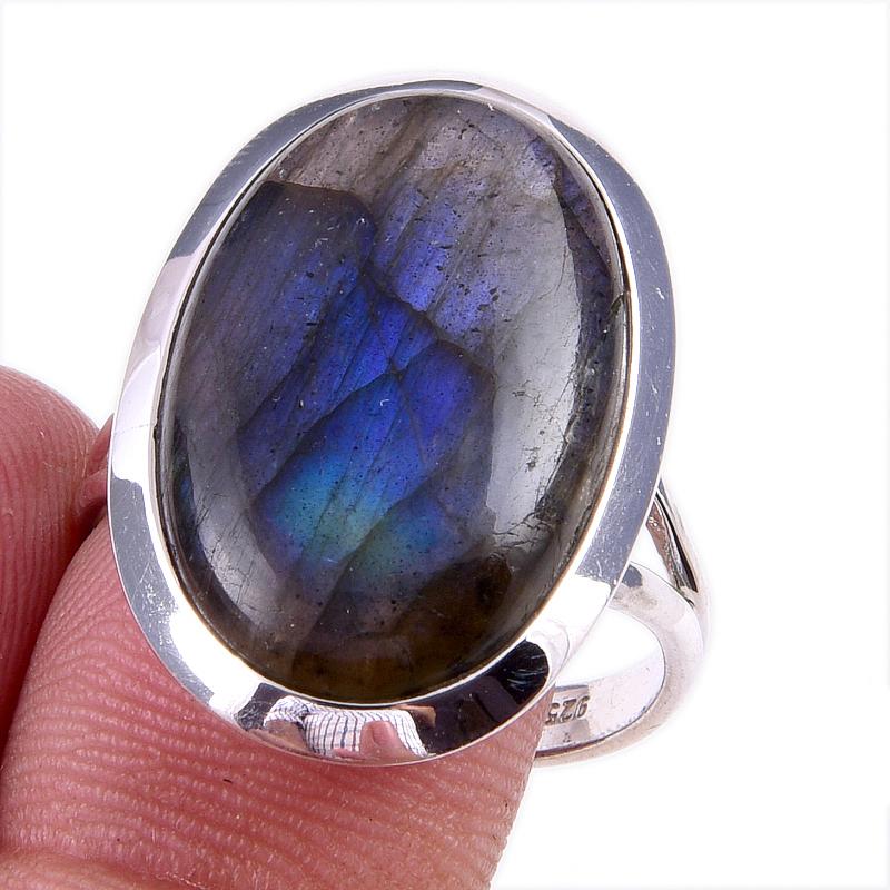 

Natural Labradorite Gemstone Handmade 925 Solid Silver Jewelry Ring Size 9 Y5Y17