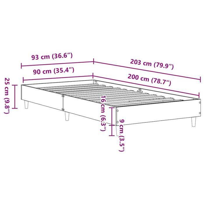 VidaXL Bed Frames Without Mattress Sonoma Oak 90x200 Cm, Bedroom Furniture, Bed Base, Single Bed, Bed, Bed Frame, Bed 861050