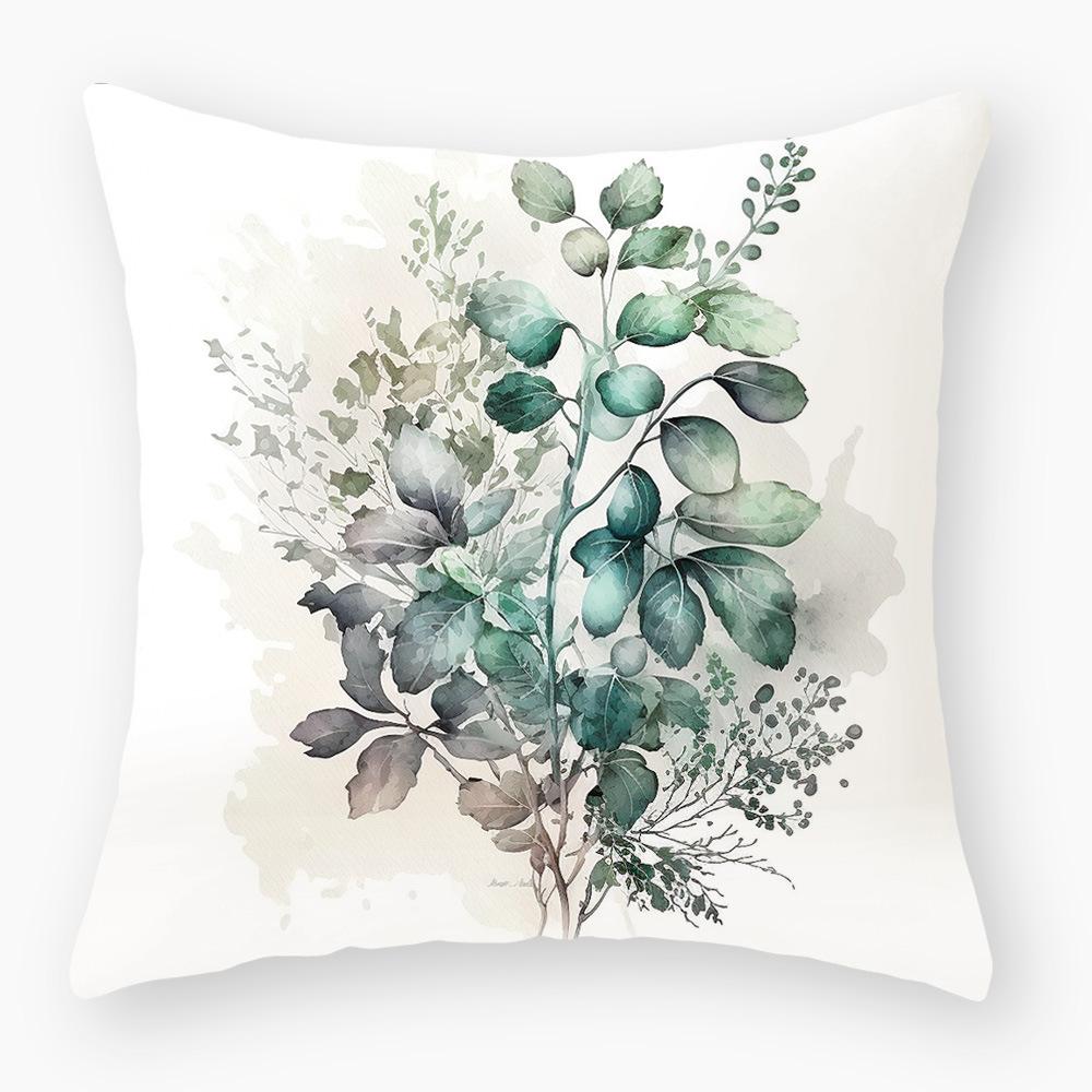 Pillowcase Classic Retro Green Plant Sofa Decoration Pillowcase Nordic Home Waist Cushion Pillowcase