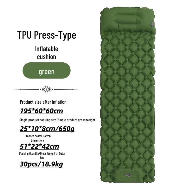 Lightweight TPU Inflatable Camping Mattress with Foot Pump - Portable Outdoor Pad for Hiking and Camping