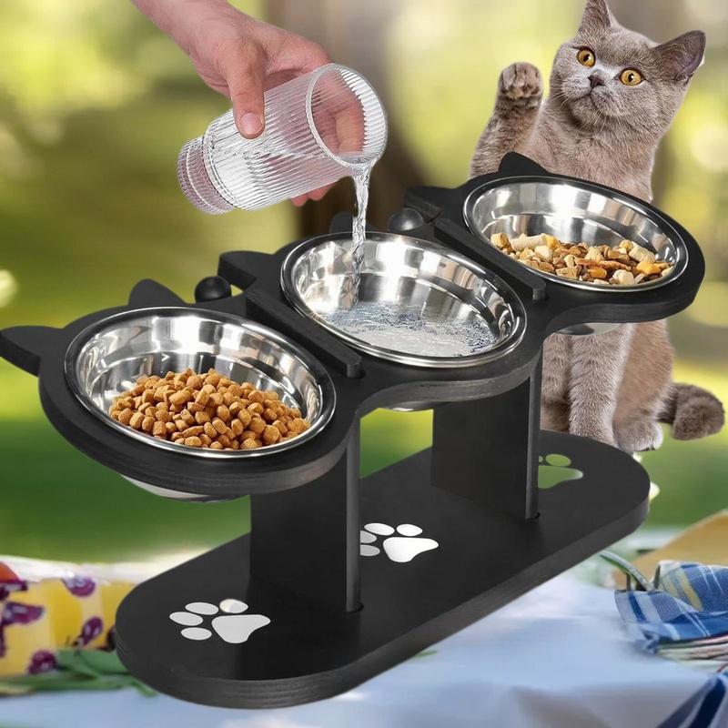 Elevated Cat Food Bowls with Non-Slip Base - Raised Feeder for Neater Eating, Reduce Neck Strain