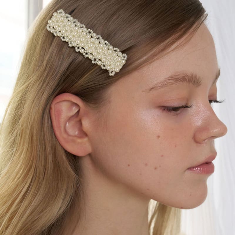 

FANTASTIC PLANET pearl beads rectangle hair pin (2colors) PEARL