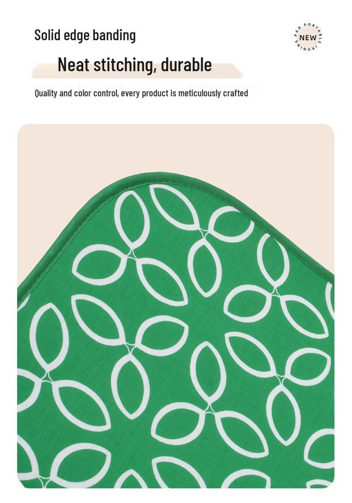 Portable Green Leaf Ironing Mat: Six-Layer Protection, Soft, Foldable, Waterproof, Heat-Resistant, Non-Slip Pad for Garment Steaming.