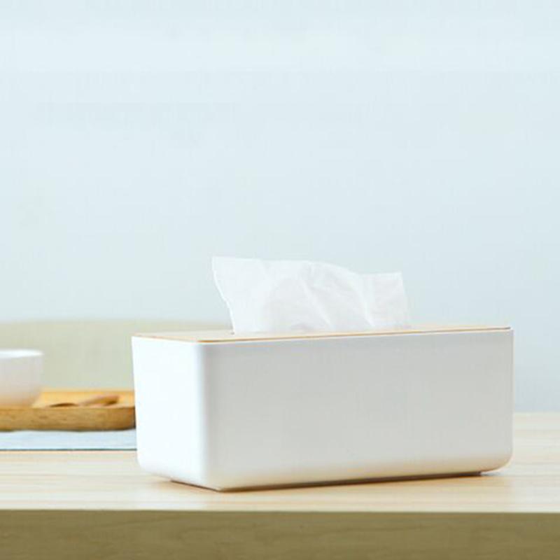 Wooden Tissue Box Napkin Holder Bamboo Lid Top Handkerchief Case Wipes Dispenser Toilet Paper Organizer Container Home Car Items