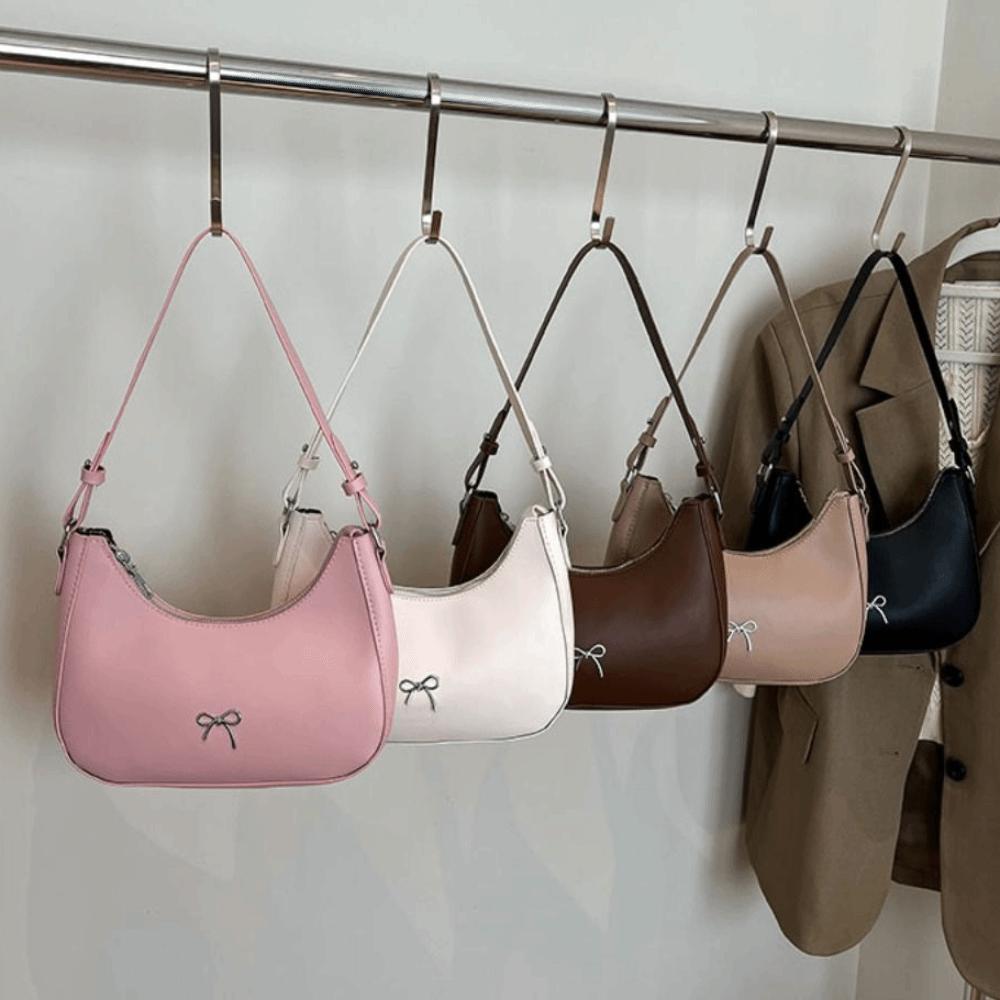 Solid Color Bowknot Underarm Bag Korean Y2K Handbag Trendy Bowknot Armpit Bag  Girls
