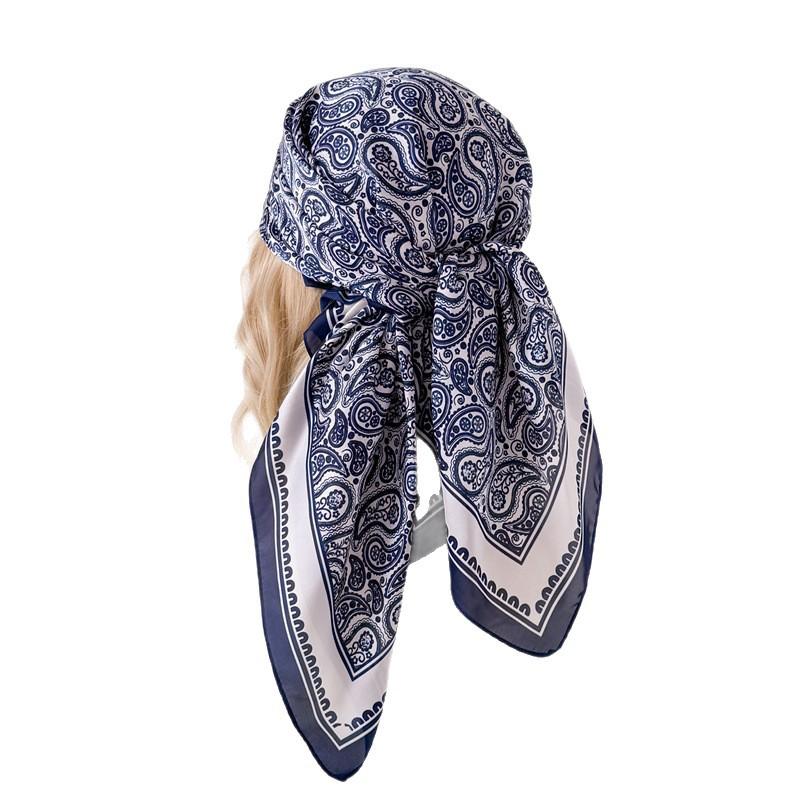 Versatile cashew nut imitation silk high-end large square scarf silk scarf printed shawl decorative scarf sunscreen scarf headscarf scarf