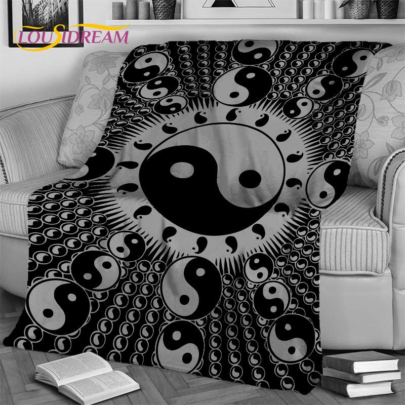 Chinese Bagua Yin Yang 3D Tai Chi Deken, Zachte Worpdeken voor Thuis Slaapkamer Bed Sofa Picknick Reizen Kantoor Dekbed Kinderen