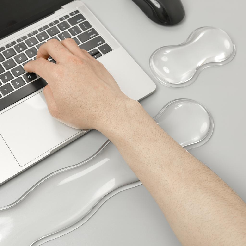 2Pcs Mouse Pad With Wrist Rest Silicone Keyboard Hand Rest Shock Absorption Keyboard Support Pad Ergonomic Mouse Handrest