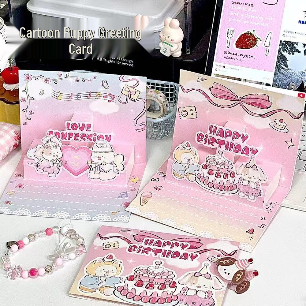 Creative 3D Cartoon Birthday Card: Folding Surprise Gift for Couples & Angels