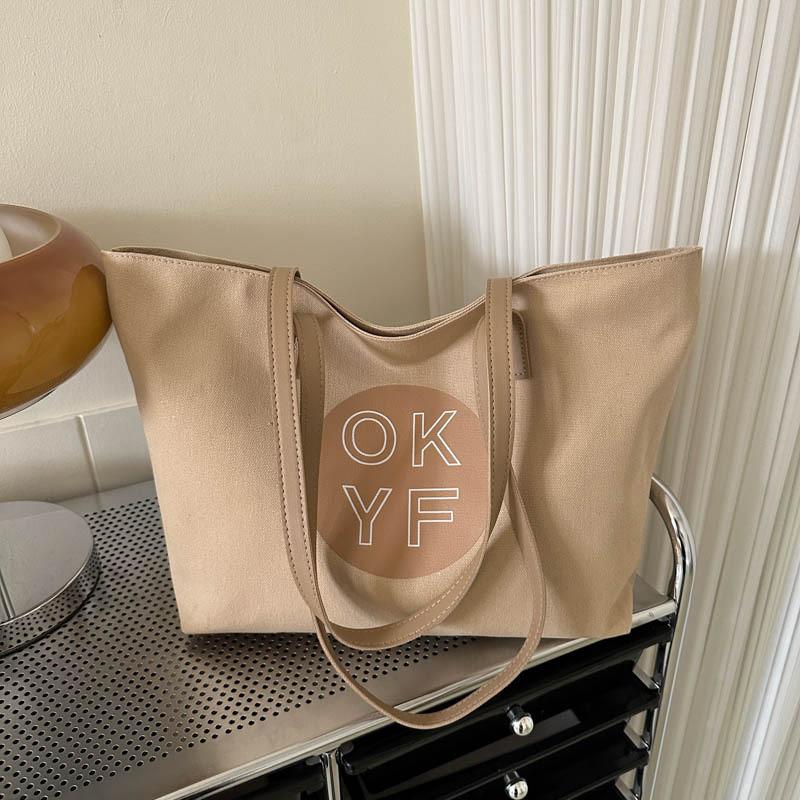 Trendy Canvas Tote Bag For Women Spacious Stylish Commuter Handbag With Dual Straps