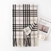 British double-sided plaid fringed scarf atmosphere winter new versatile white warm shawl couple scarf