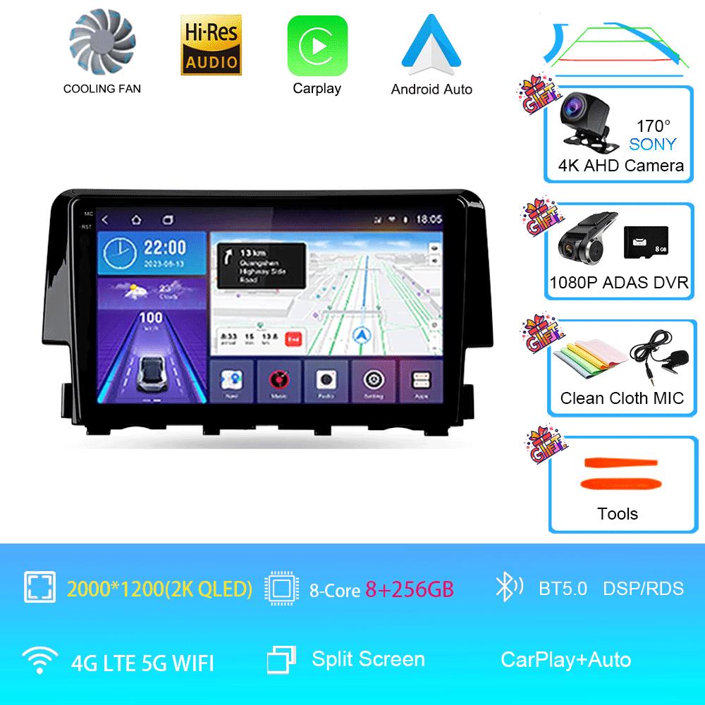 Car Radio 9 Inch Navigator For Honda Civic 2015-2022 Multimedia Video Player GPS Navigation Stereo CarPlay Android14 Bluetooth