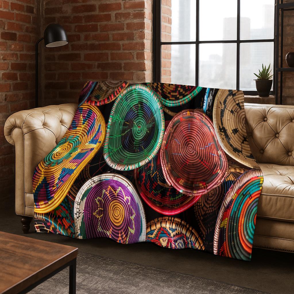 Bunte Körbe Mandala Böhmen Flanelldecke Weiche Warme Decke für Schlafzimmer Zimmer Wohnzimmer Büro Reise Camping Picknick