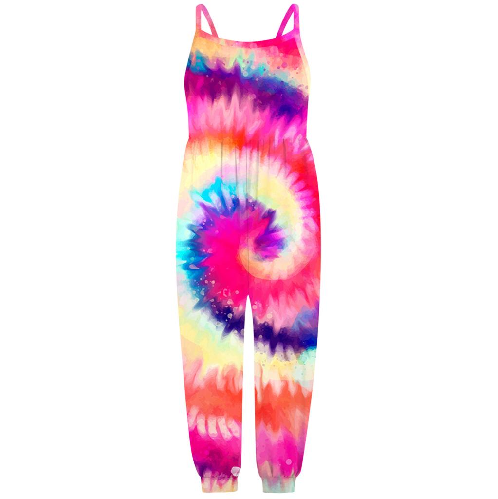 Småbarn Jenter Baby Barn Jumpsuit Tie-dye Strap Romper Sommer antrekk