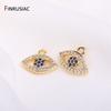 14K Gold Plated Brass Evil Eye Charms Blue Zircon Evil Eye Pendant For Earrings Making Jewelry Making Supplies