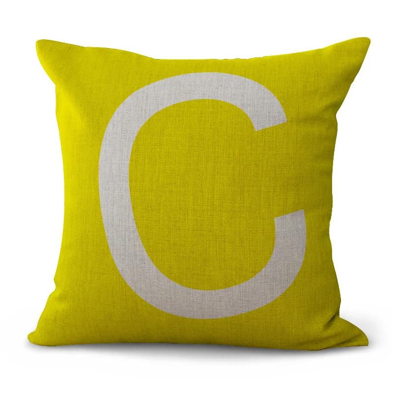 Simple Pure Color English Alphabet throw pillow cover with short plush print for living room sofa decoration cushion cover