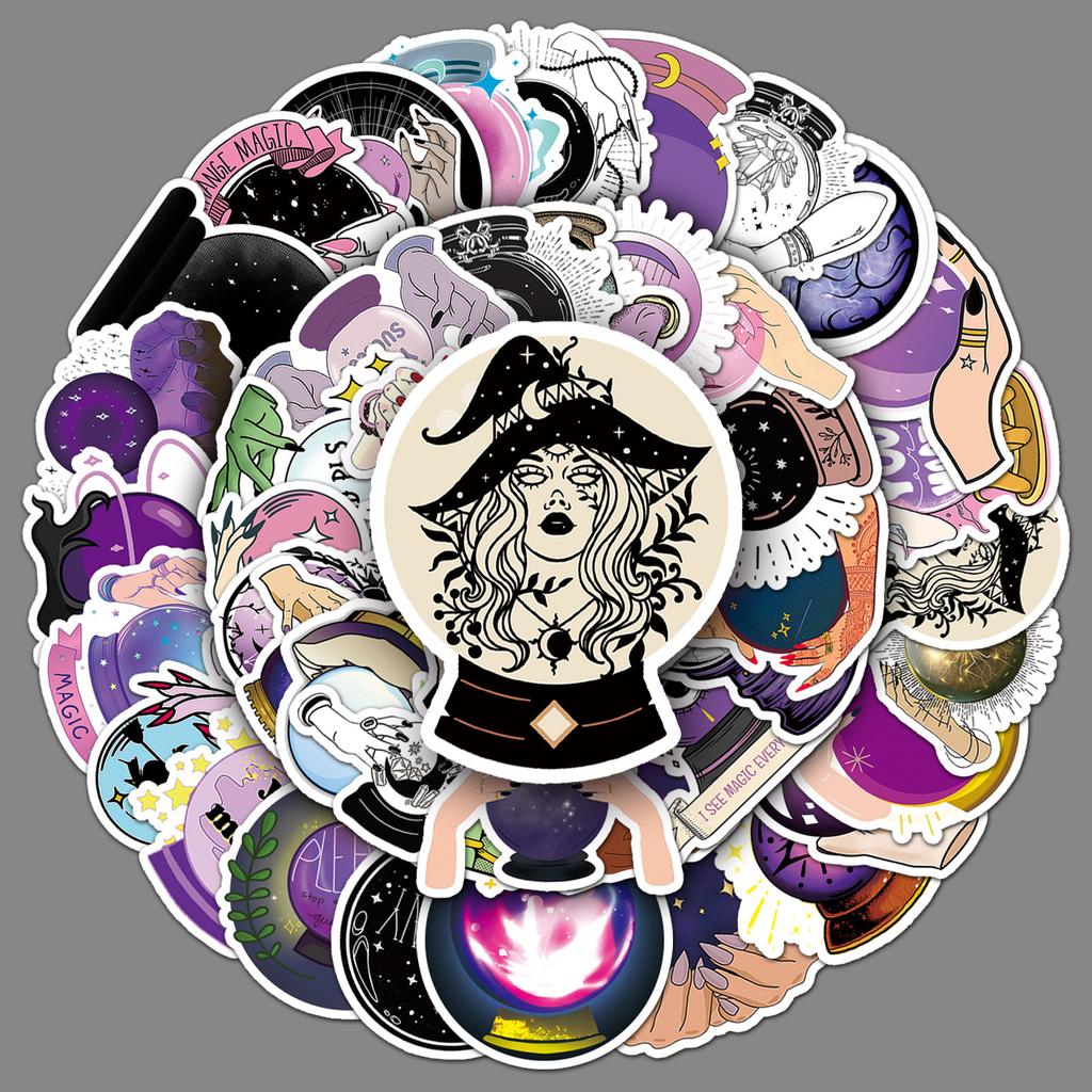 50 Crystal Balls Graffiti Personality Dark Witch Creative Decoration Mobile Case Suitcase Stickers Waterproof