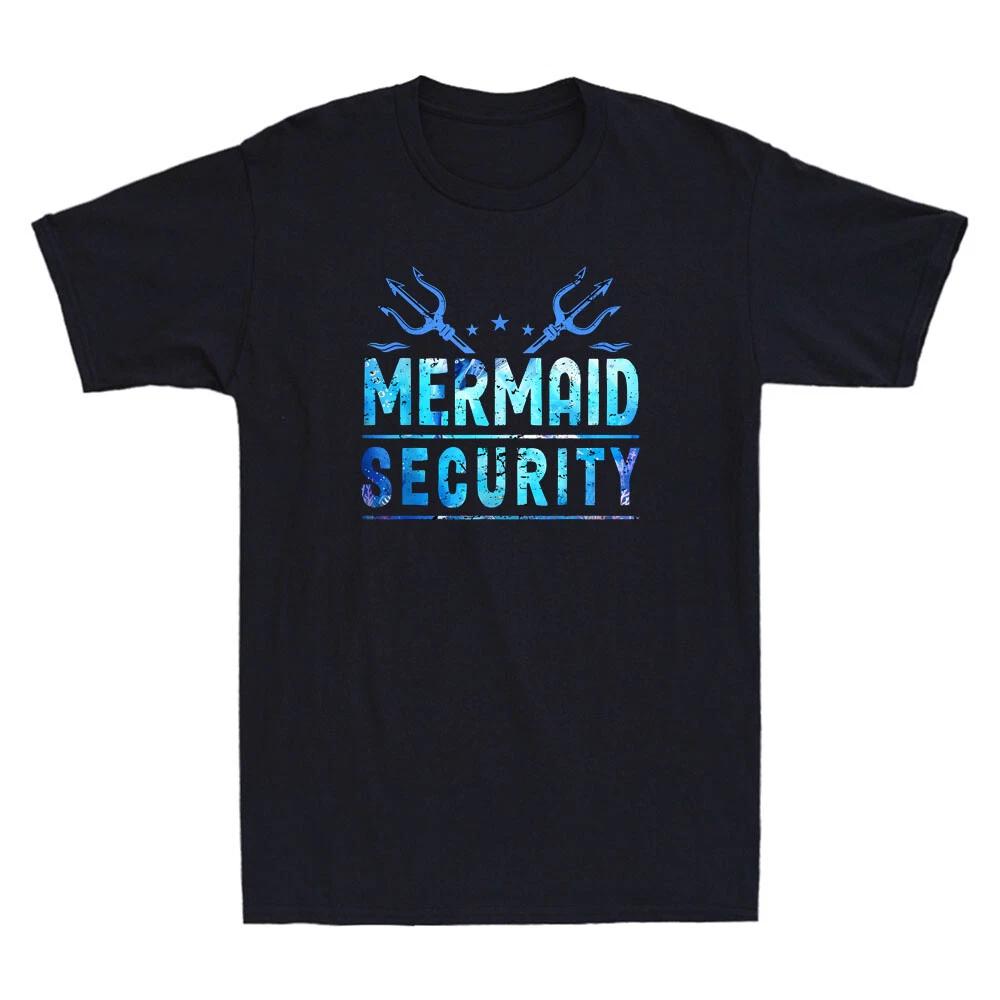 Mermaid Security Funny Dad Mermaid Family Quote Retro Men s Short Sleeve T-Shirt L