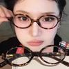 Lunettes Rétro Y2K Motif Léopard Petite Monture Ovale pour Femmes Spice Girl Lunettes Cool Nouvelles Noires pour Lecture Ordinateur Anti Lumière Bleue