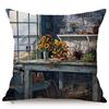 Spring Rural Landscape Pattern Sofa Decorative Cushion Cover Quiet Creek Florals Scenery Cotton Linen Throw Pillow Case Cojines