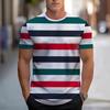 Summer Round Neck Color - Block & Striped 3D Print Top Fashionable Casual Short Sleeved Men's T-shirts