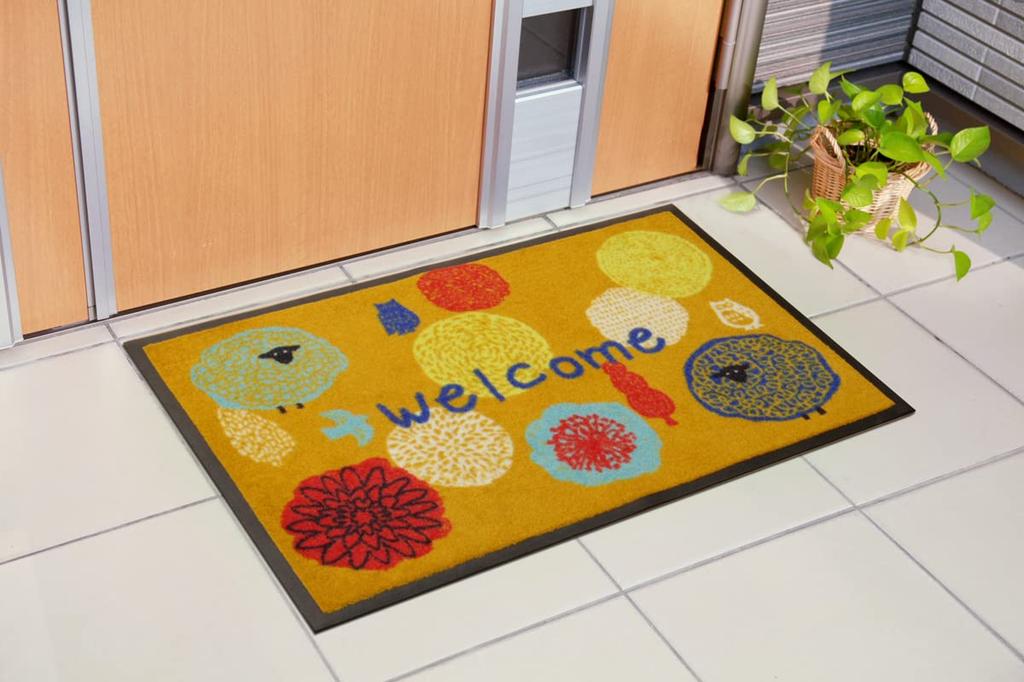 Ikehiko Entrance Mat Foresta Orange 59 X 90cm Floral Pattern Outdoor Mat Approx. #2042069