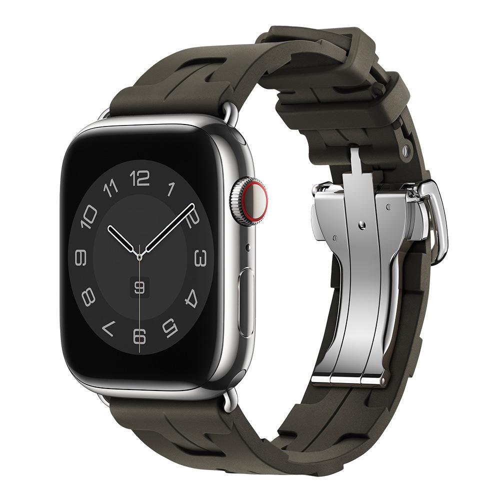 Original Soft Rubber Strap for Apple Watch Band 49mm 45mm 41mm 44mm 42mm 38mm Metal Buckle Bracelet for IWatch