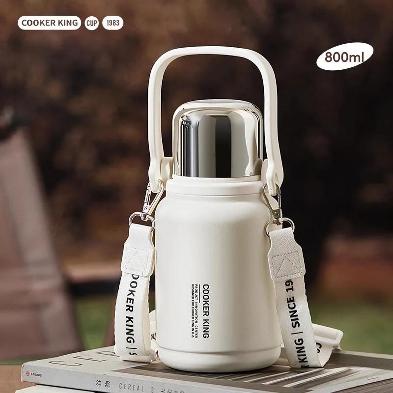COOKER KING Thermos Large Thermos Coffee Cup Straw Cup Insulated Bottle Stainless Steel Thermos Hot Thermos Sports Insulated Cup