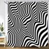 Black And White Geometry Print Bath Curtain Simple Art Abstract Waterproof Shower Curtains For Bathroom With 12Pcs Plastic Hooks