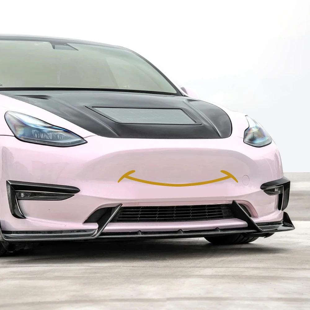 Smile Face Car Front Grille Sticker Bumper Vinyl Film Decals Auto Waterproof Fastback Decor Tuning Accessories For Tesla Model Y
