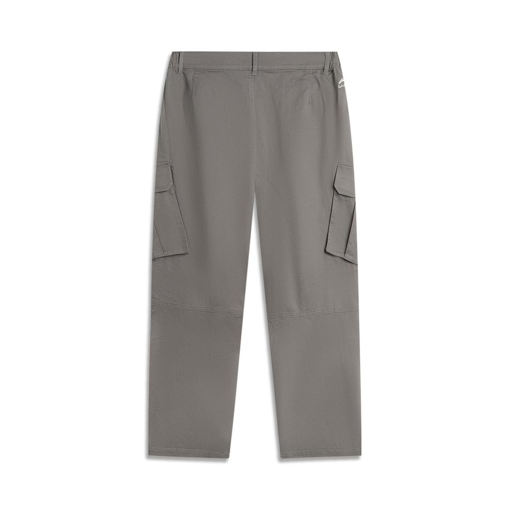 Li Ning Sports Lifestyle Series Solid Color Mid Waist Comfortable Breathable Versatile Straight Leg Casual Pants Men Bottoms Asphalt-Gray AKXV133-6