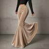 Women's High Waist Flared Pants, Elastic Waist Color Loose Casual Trousers