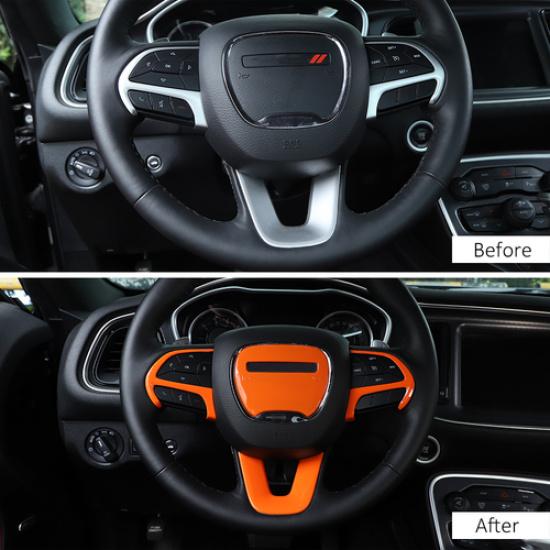 Steering Wheel Cover Trim Frame Kit for Dodge Challenger & Charger 2015+ Orange