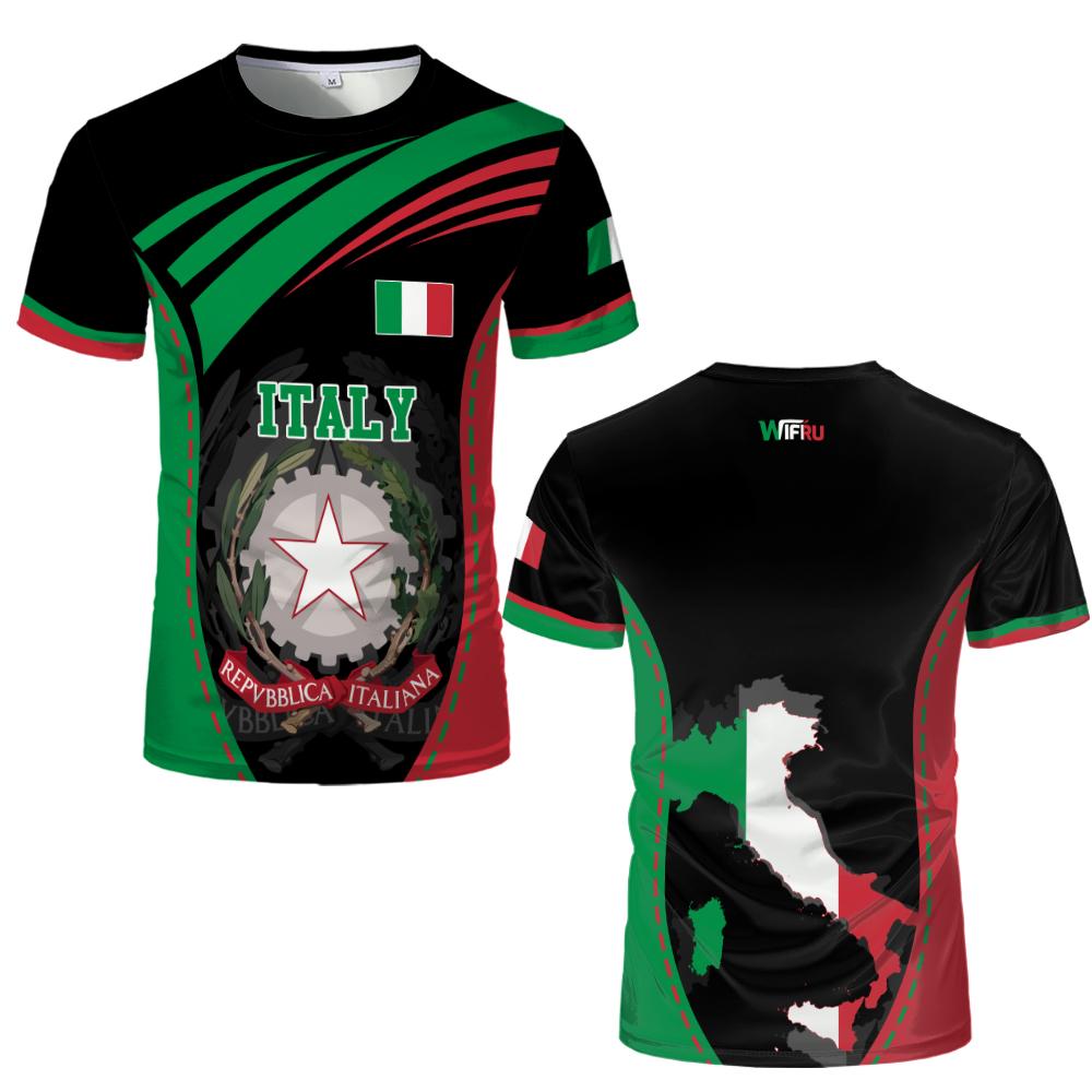 Italy Flag Print Football T-shirt Italian Outdoor Sports Quick-drying Breathable Jersey Men's and Women's Casual Streetwear