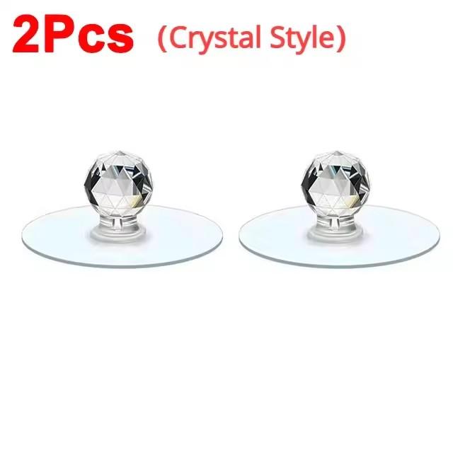 

10/2PCS Transparent Crystal Door Knobs Cabinet Drawer Door Knobs Handles Self-adhesive Handle with Hook Function Door Wall Decor